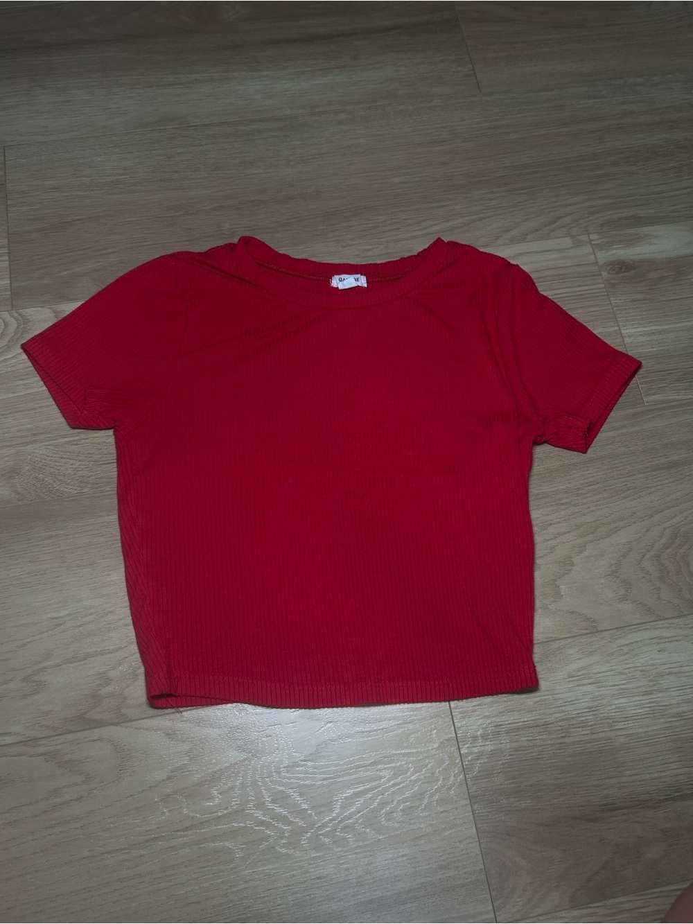 Garage Red Ribbed Short Sleeve Tee